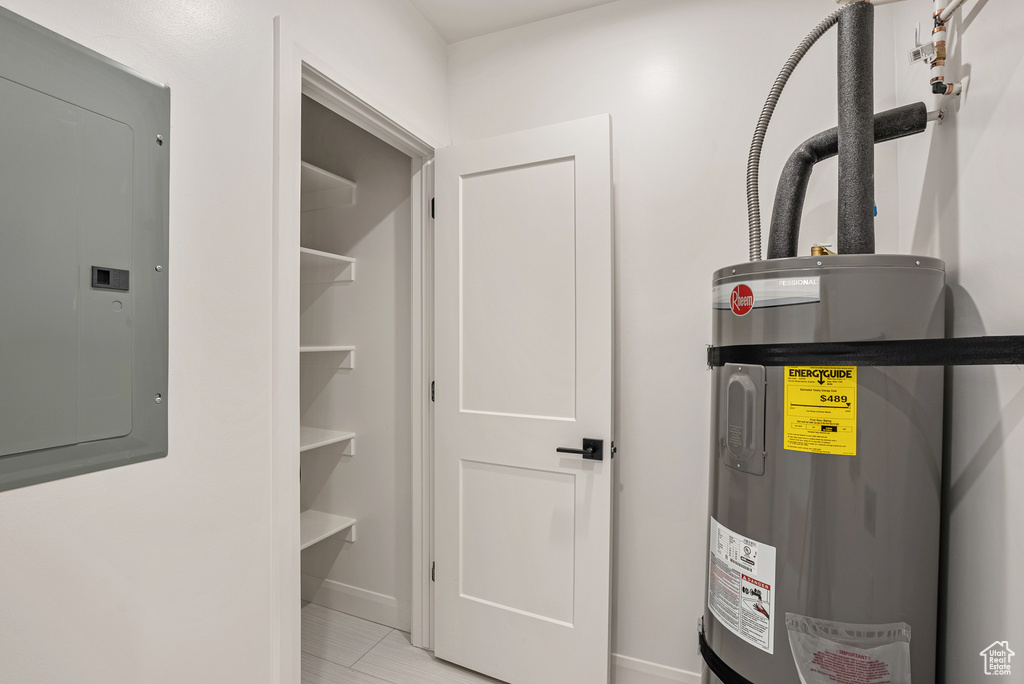 Utilities with electric panel and electric water heater