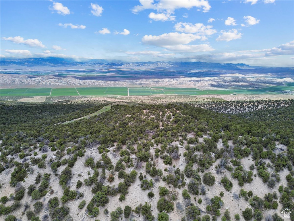 Aerial view of a mountain backdrop