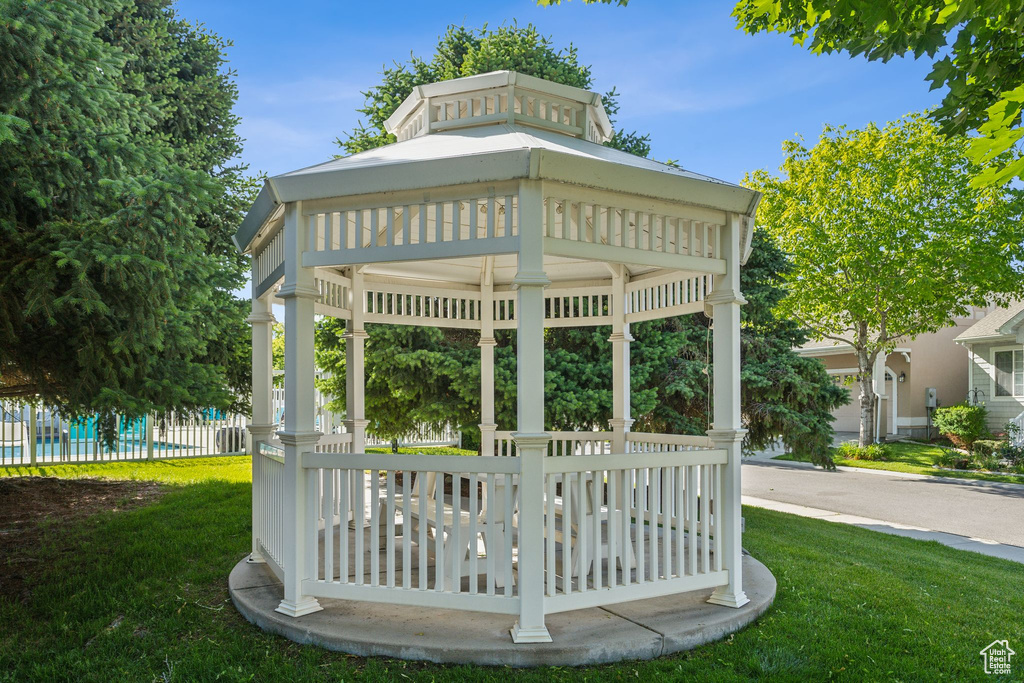 View of home\'s community featuring a gazebo and a yard