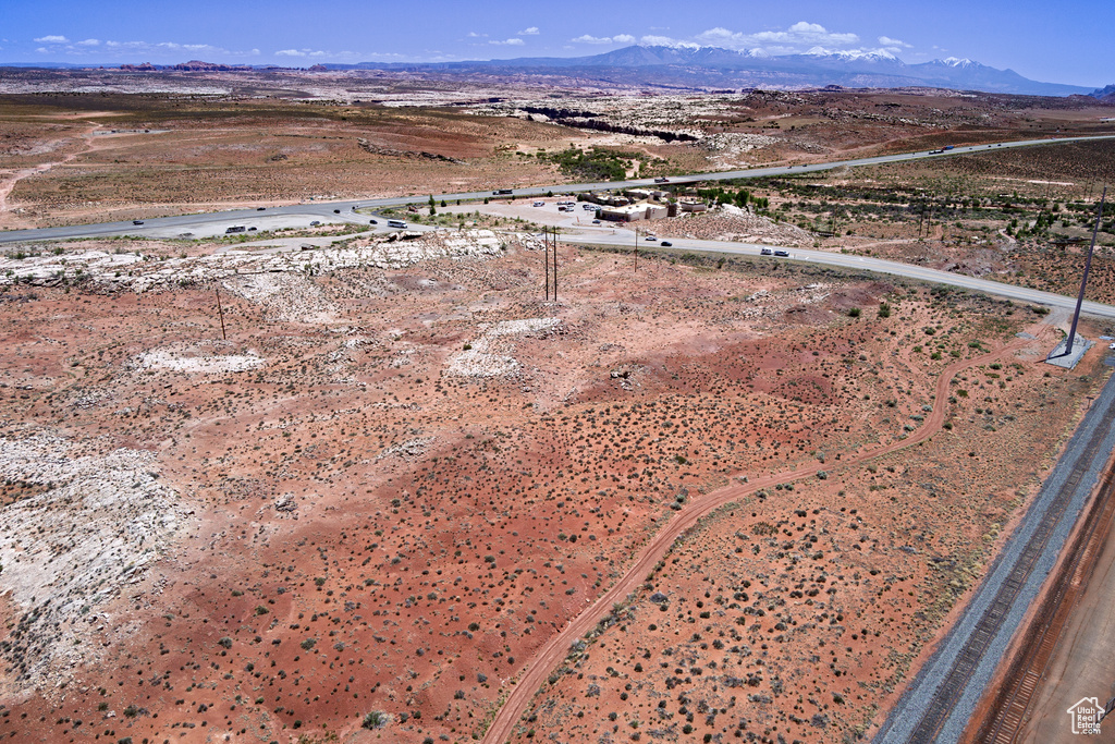 Drone / aerial view of a mountain backdrop