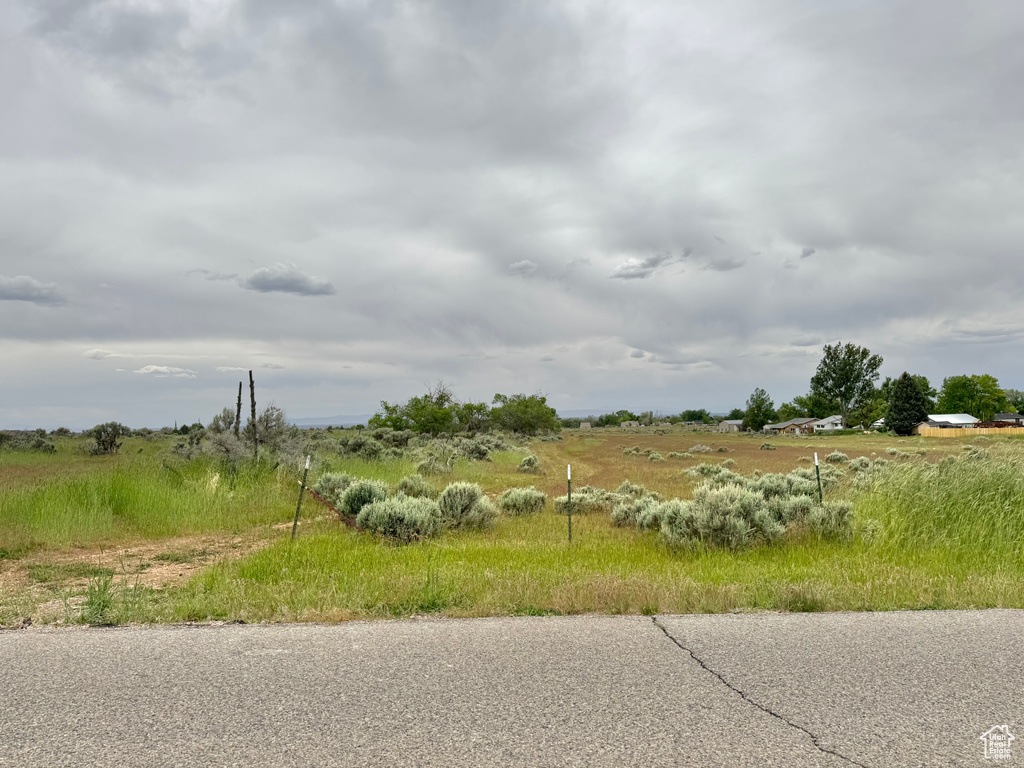 View of asphalt street featuring a view of rural / pastoral area