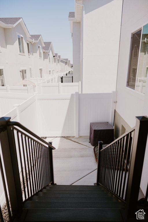 Stairs with a residential view