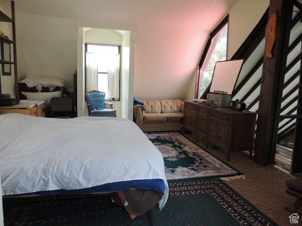 Bedroom featuring carpet