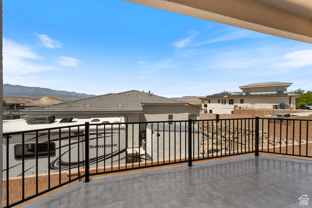 Balcony with a mountain view