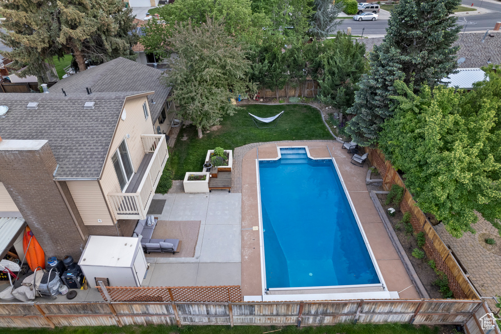 View of pool featuring a patio area