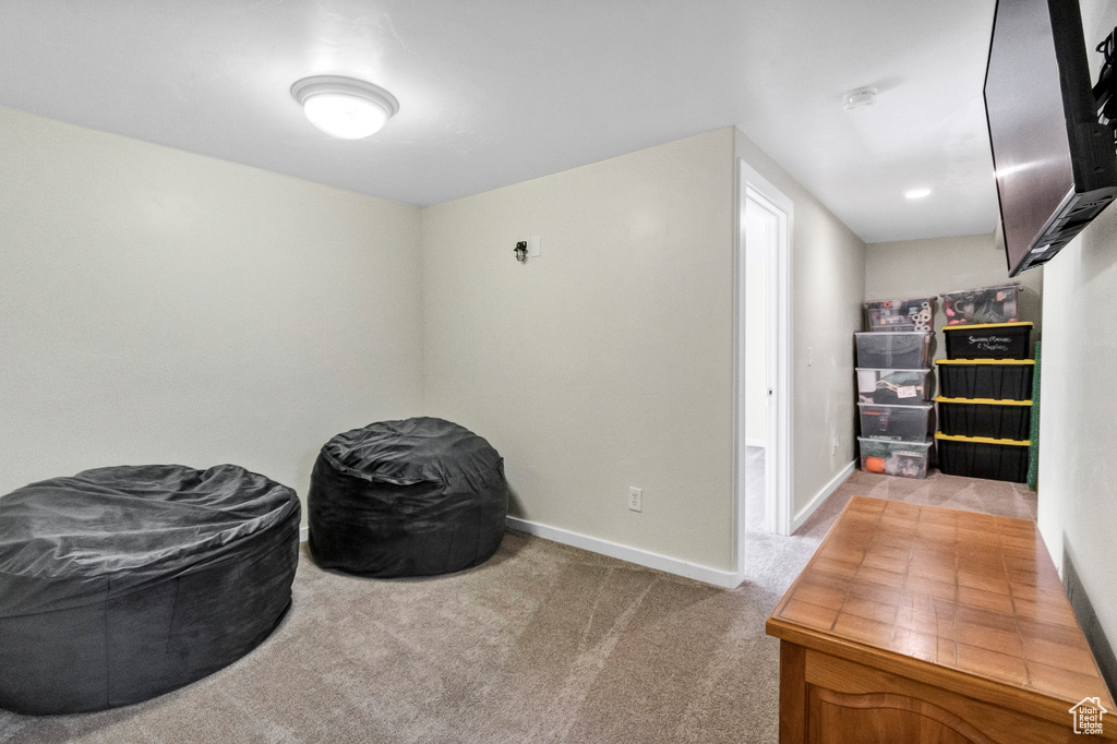 Misc room featuring carpet and baseboards
