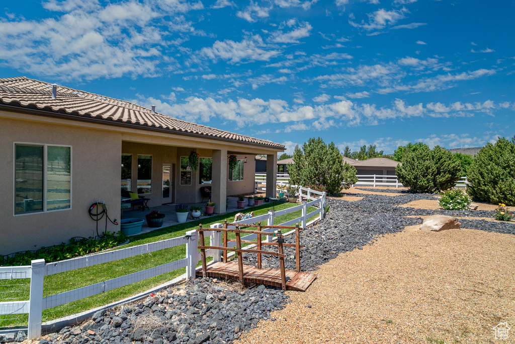 View of yard with a patio area