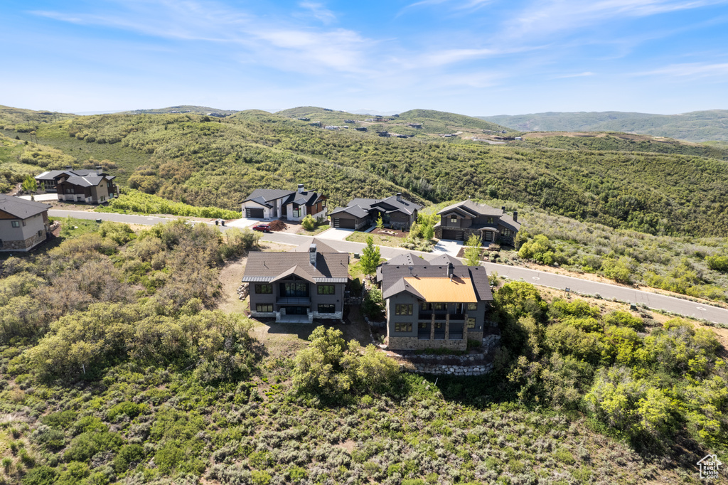 Aerial view of a mountain backdrop