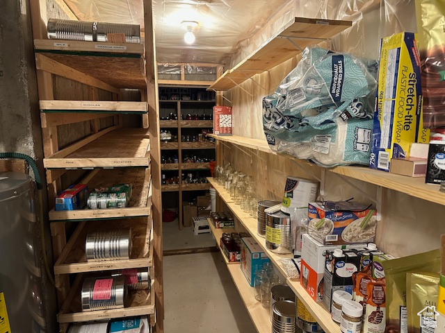 Storage area with water heater