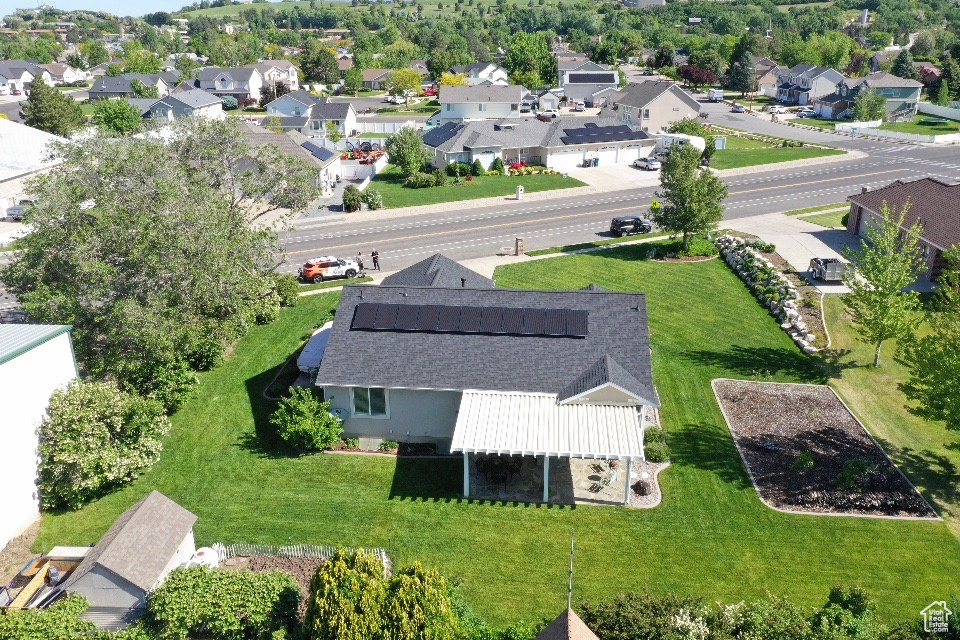 Aerial perspective of suburban area