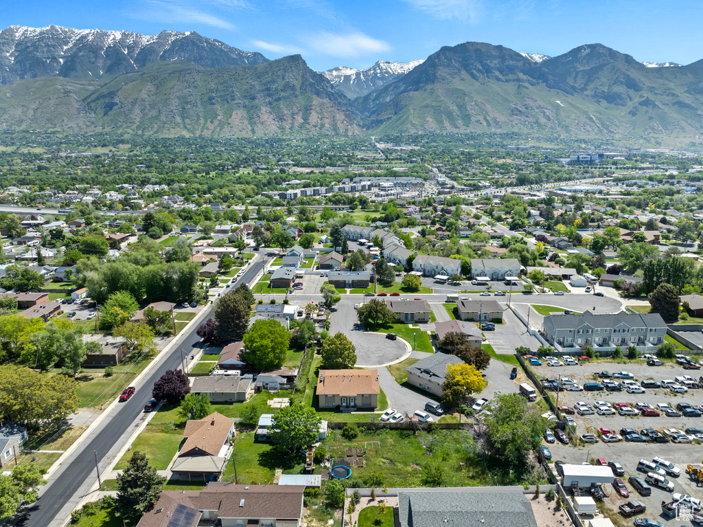 Drone / aerial view of a mountain backdrop
