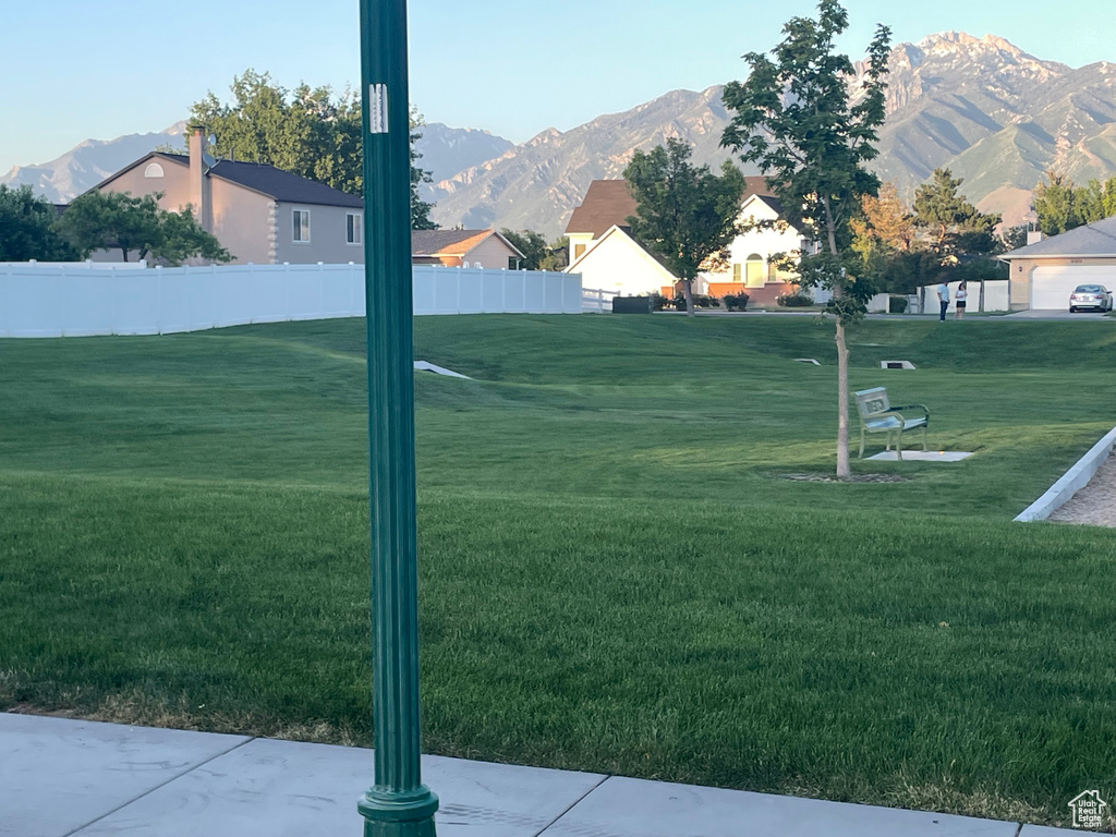 View of yard with a mountain view