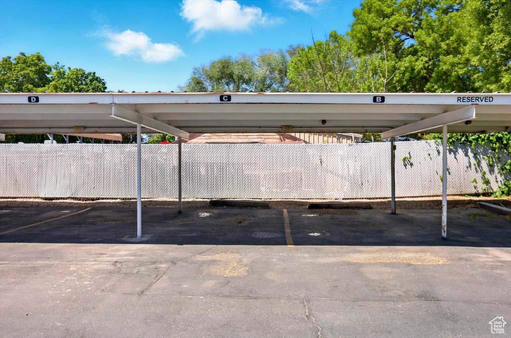 View of covered parking lot