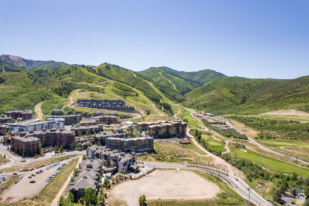 Drone / aerial view of a mountain backdrop