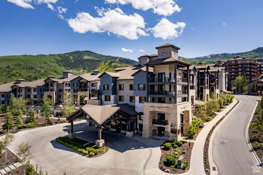 View of building exterior with a mountain view