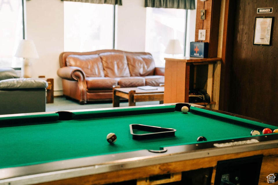 Playroom with pool table