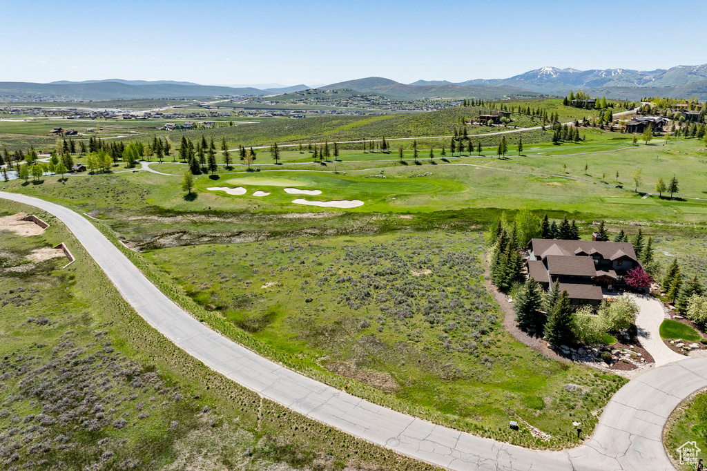 Drone / aerial view of a mountainous background