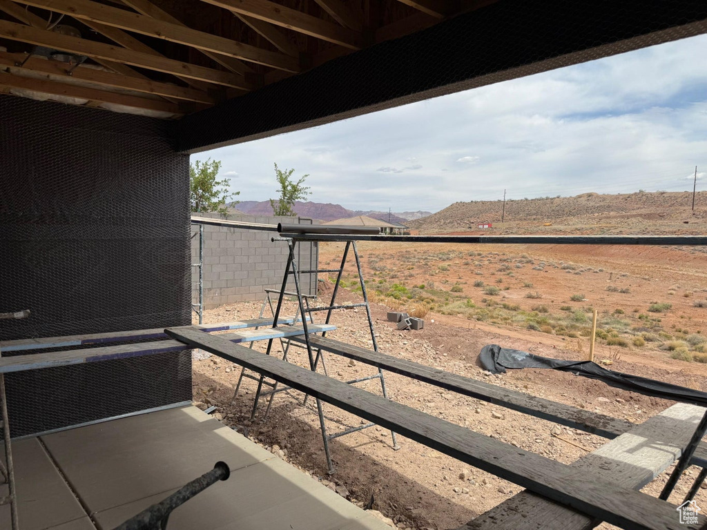 View of yard with a mountain view