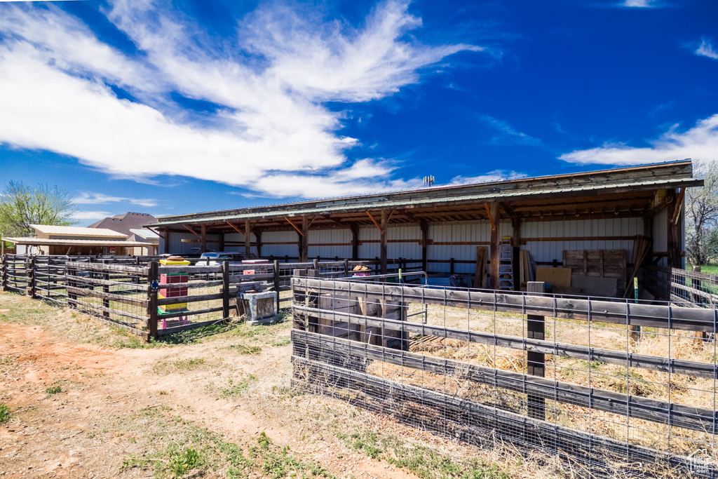 View of horse barn