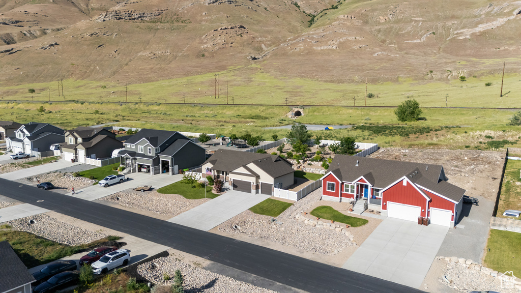 Overview of rural landscape featuring nearby suburban area