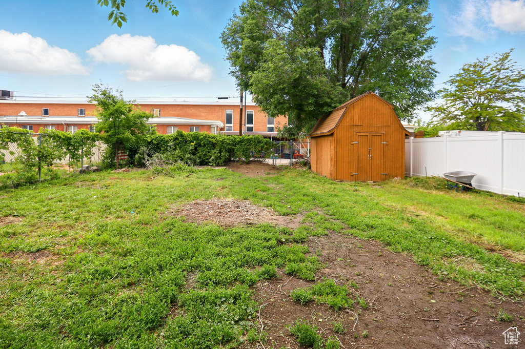 View of fenced backyard