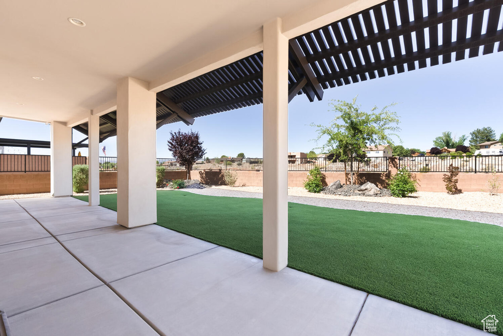 View of patio featuring a pergola