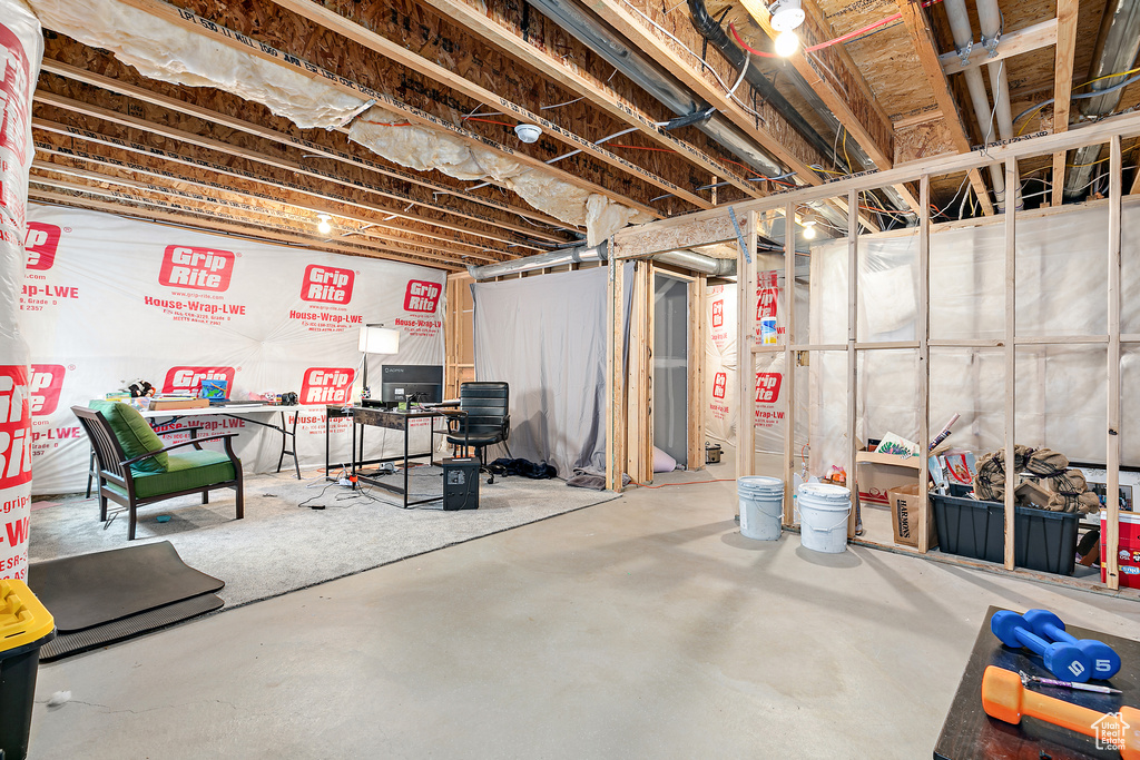 View of unfinished basement