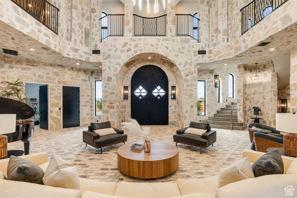 Community lobby featuring a high ceiling