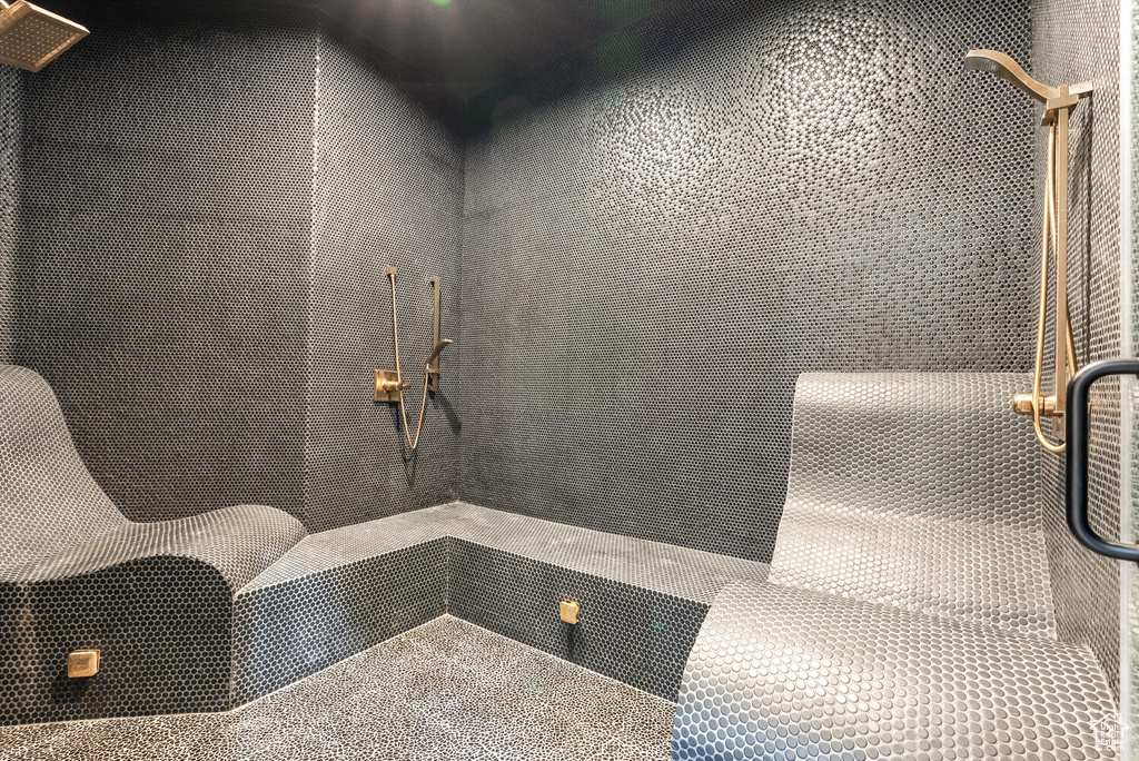 Bathroom with a tile shower