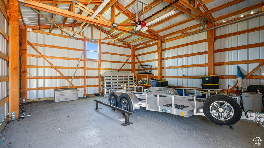 Garage with metal wall