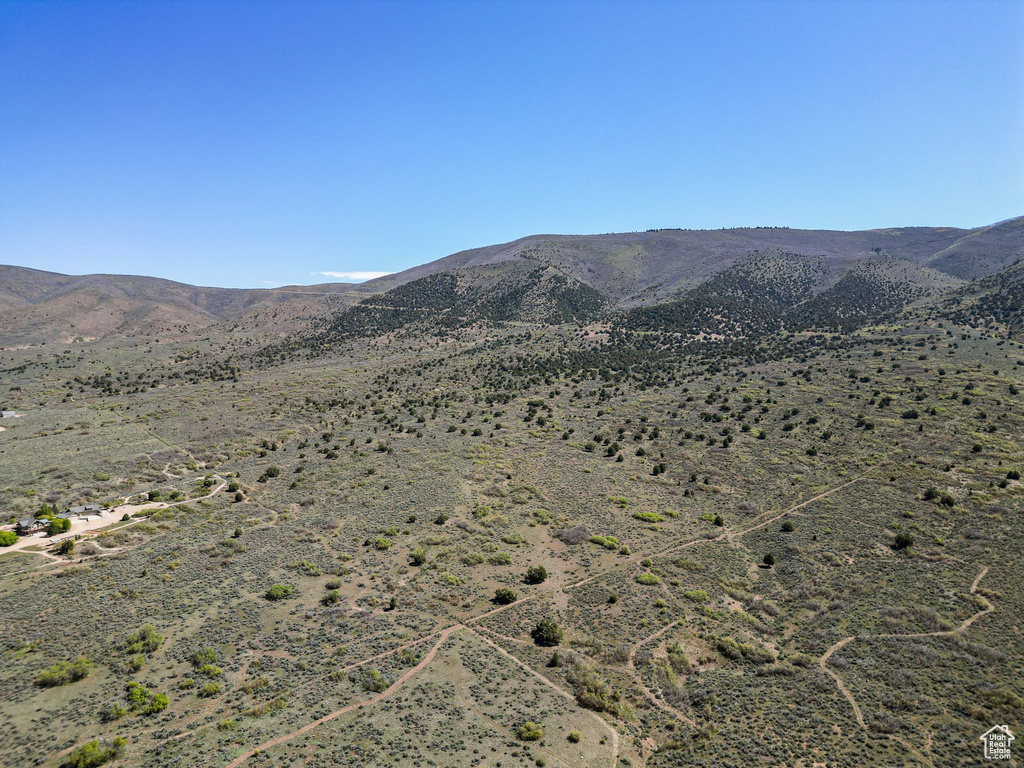 View of mountain backdrop with a desert landscape