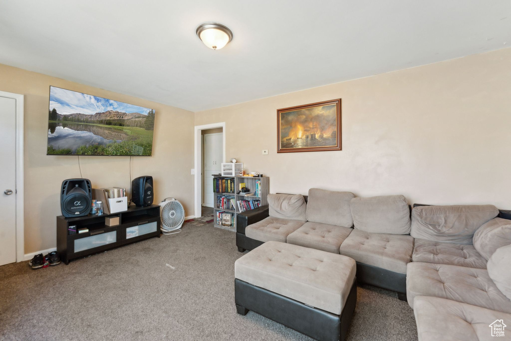 View of carpeted living area