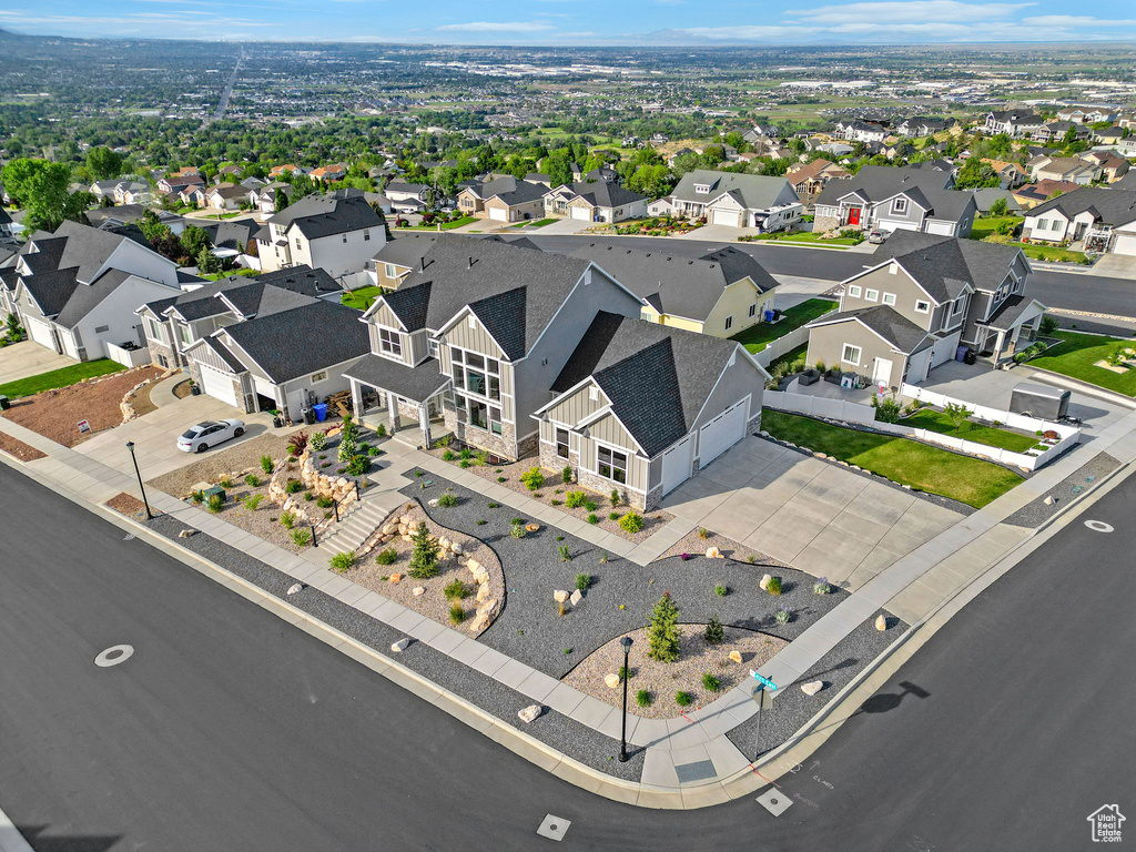 Aerial perspective of suburban area