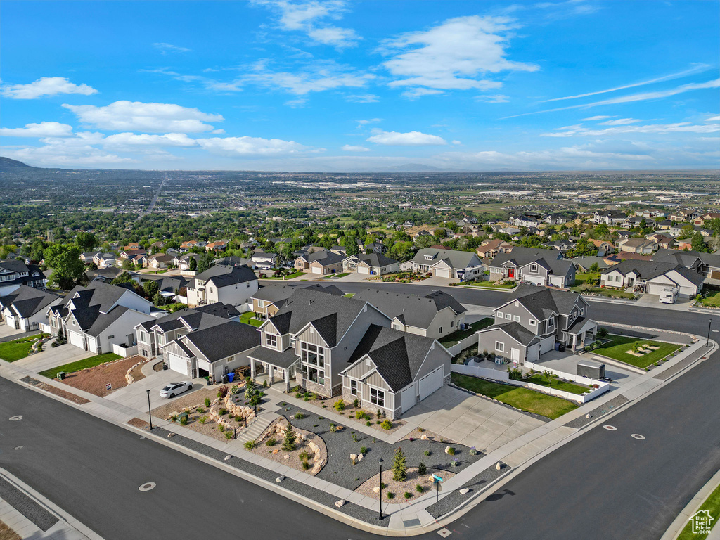 Aerial perspective of suburban area