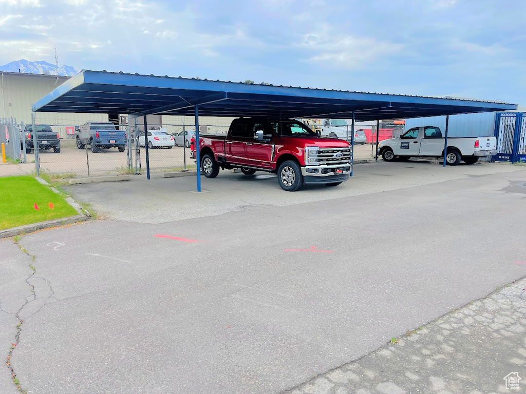 View of covered parking lot