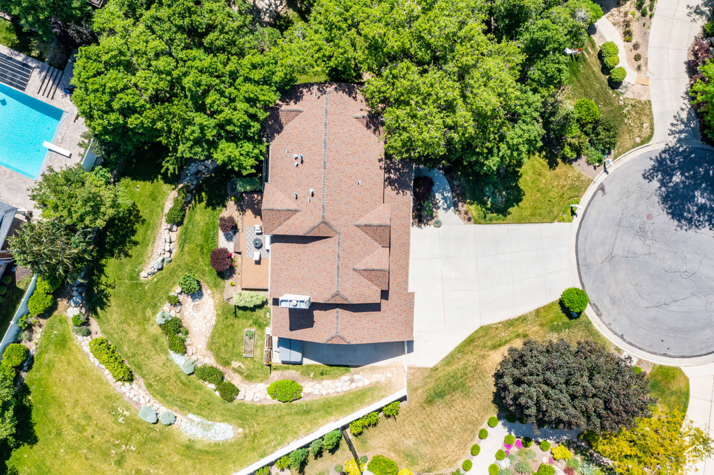 Aerial view of a pool