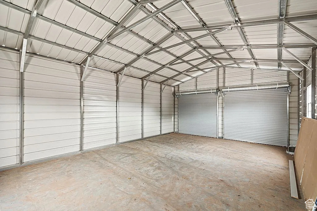 Garage with metal wall