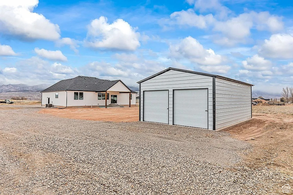 View of detached garage