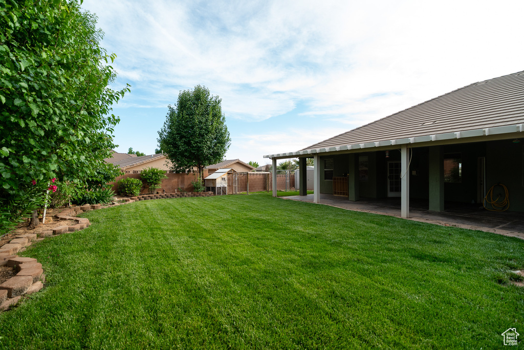 View of yard featuring a patio