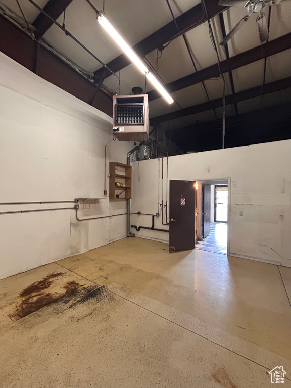Garage with a heating unit