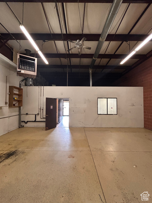 Garage with a heating unit