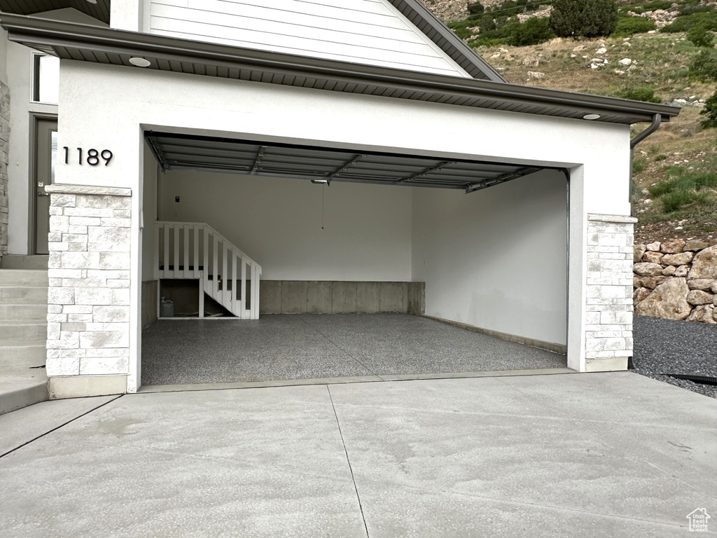 Garage with driveway
