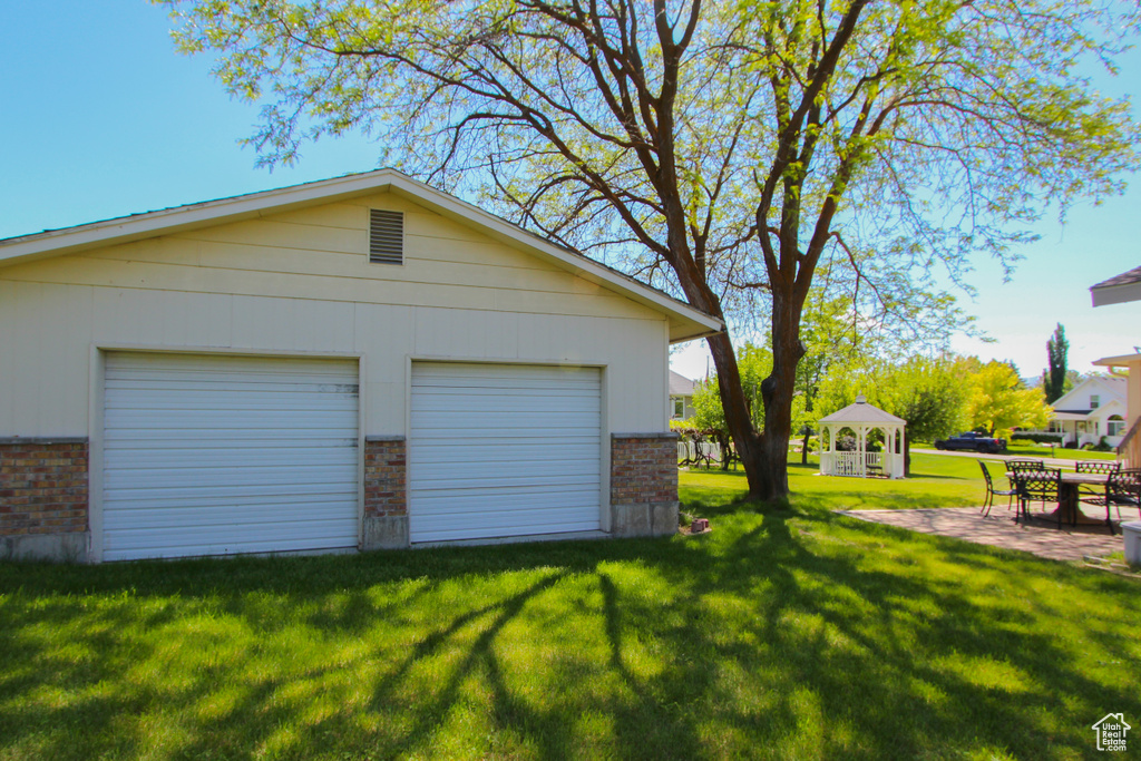 View of detached garage