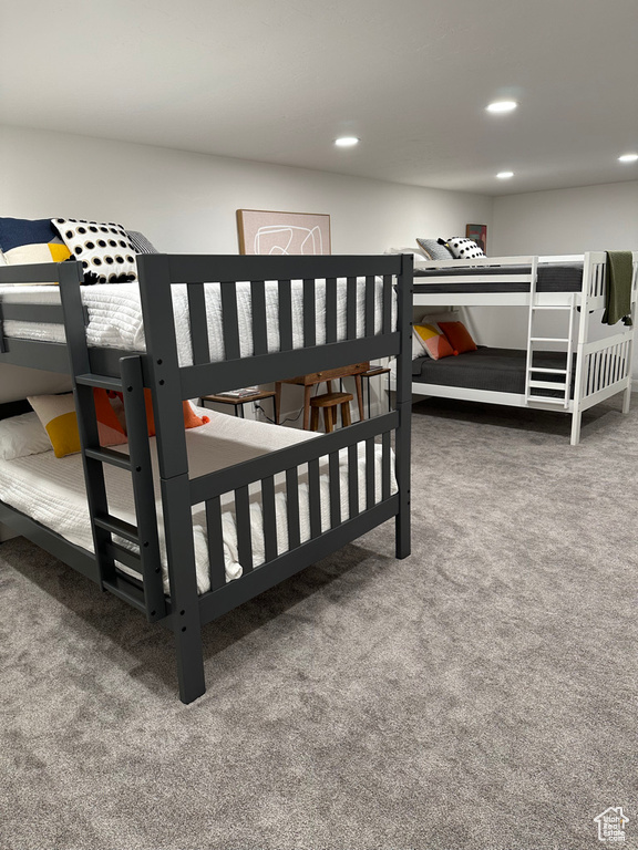 Bedroom with carpet and recessed lighting