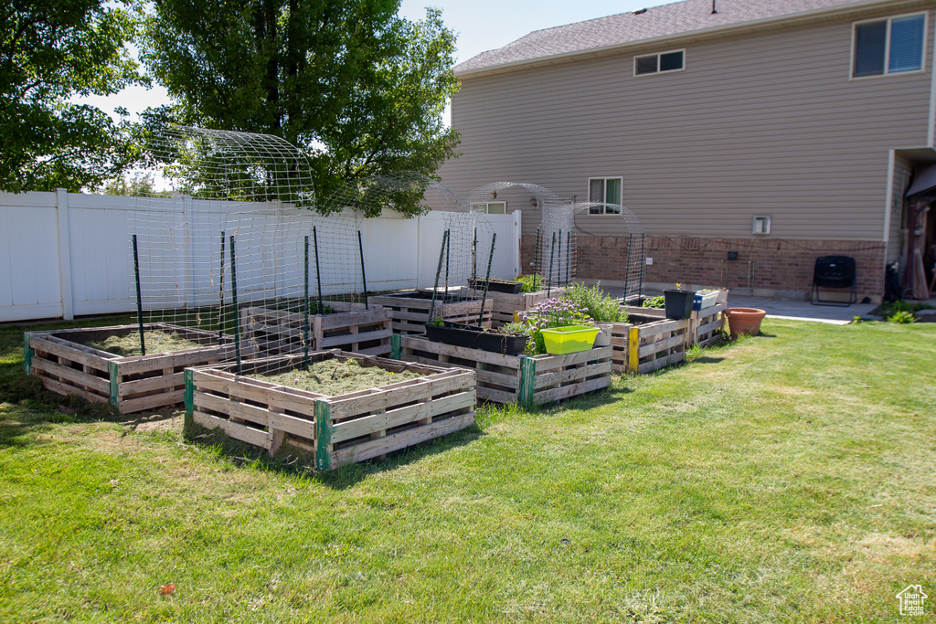 View of yard featuring a garden