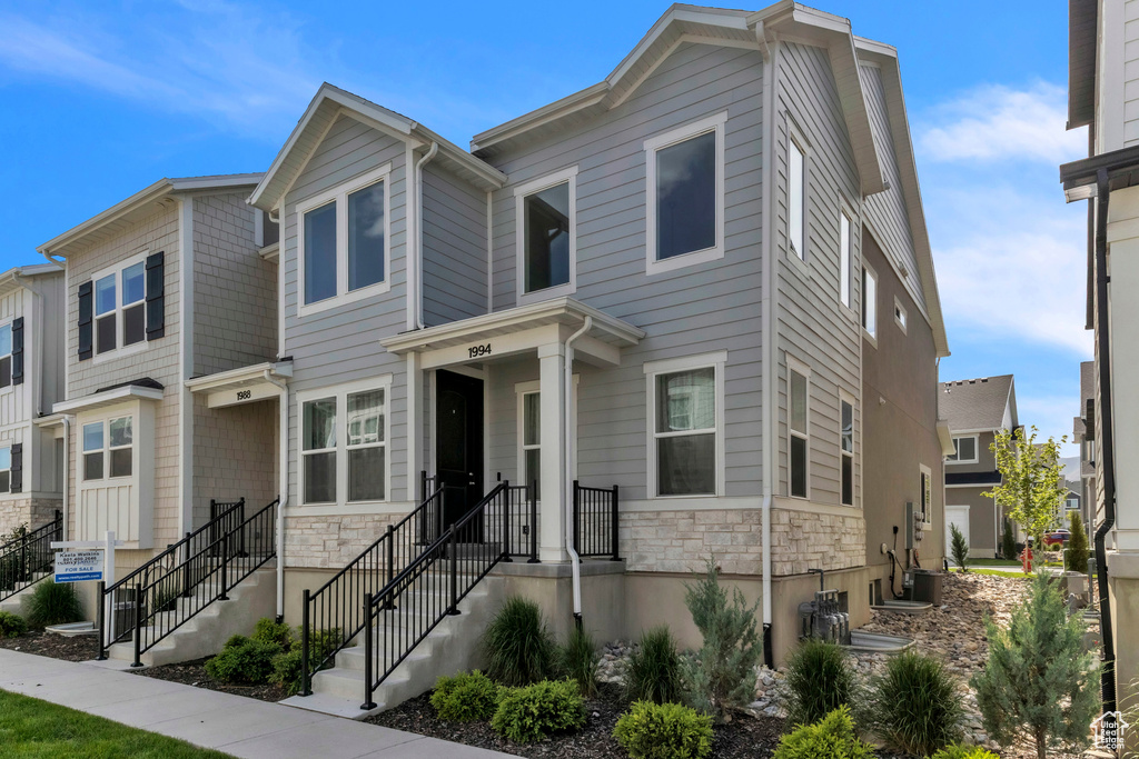 Multi unit property featuring stone siding
