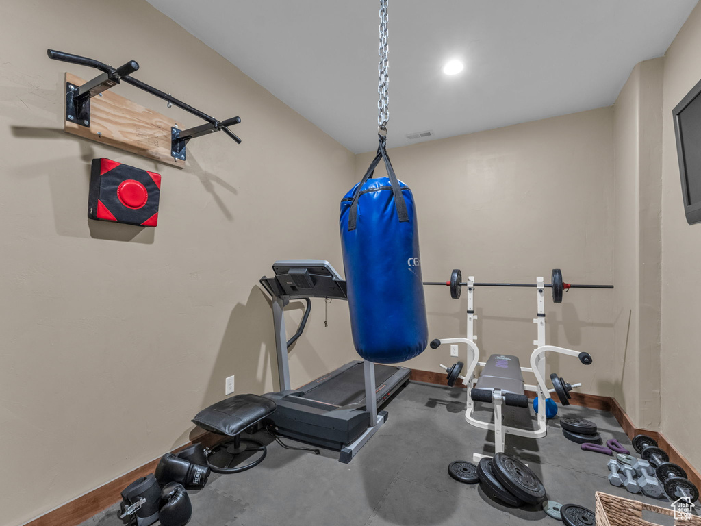 Exercise area with baseboards