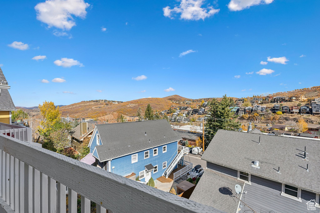 View of mountain background featuring nearby suburban area