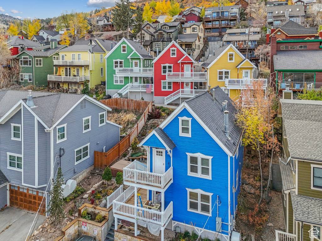 Aerial perspective of suburban area
