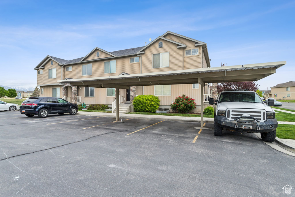 View of covered parking lot